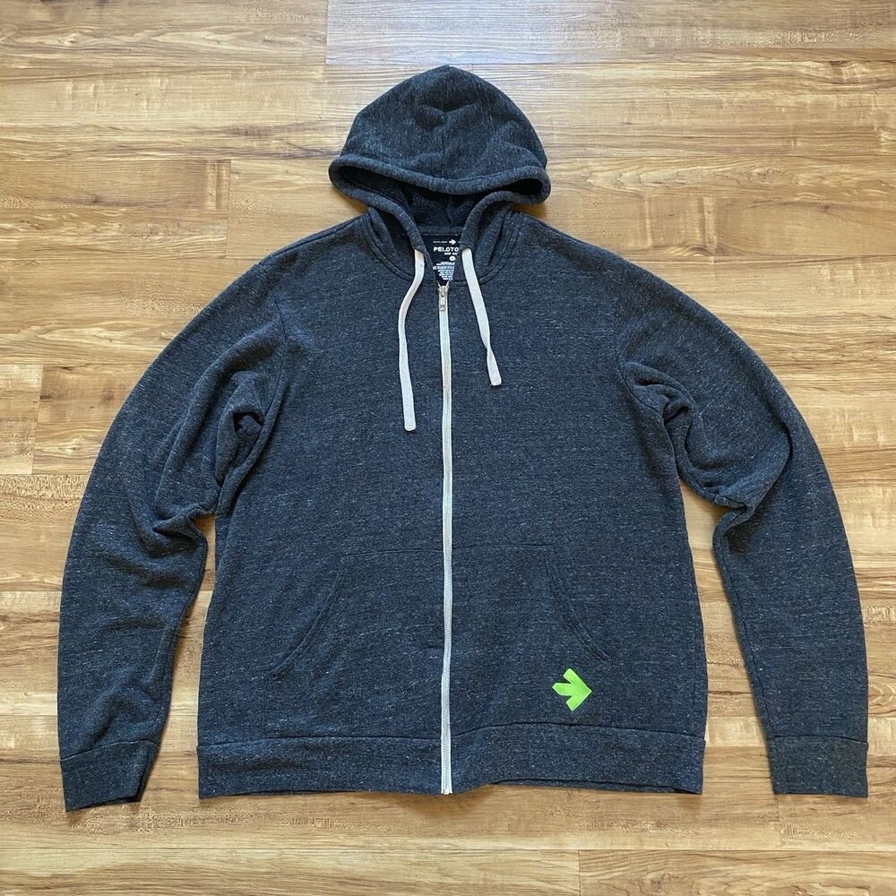 Pelotonia One Goal Women XL Gray Full Zip Hooded Knit Sweatshirt Jacket Cycling